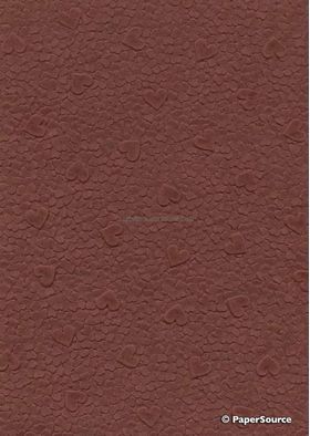 Handmade Embossed Paper - Pebble Heart Red Brown Terracotta Matte A4 Sheets