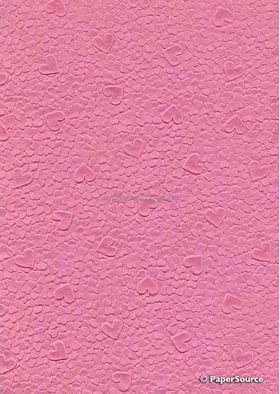 Handmade Embossed Paper - Pebble Heart Rose Pink Matte A4 Sheets