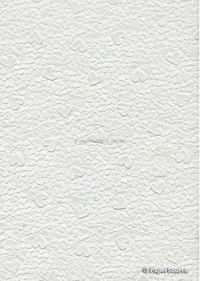 Handmade Embossed Paper - Pebble Heart White Matte A4 Sheets