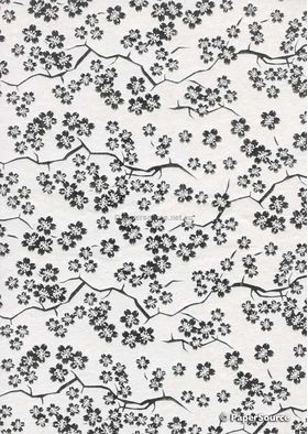 Flat Foil Sakura Cherry Blossom | Silver Foil on White Matte Cotton A4 handmade recycled paper | PaperSource