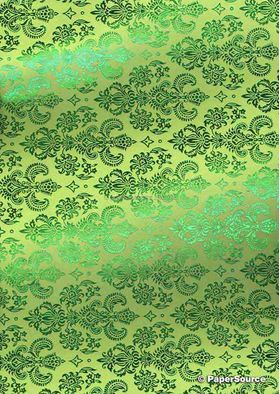 Flat Foil Small Crest | Green Foil on Lime Green Matte Cotton handmade recycled A4 paper-curled | PaperSource