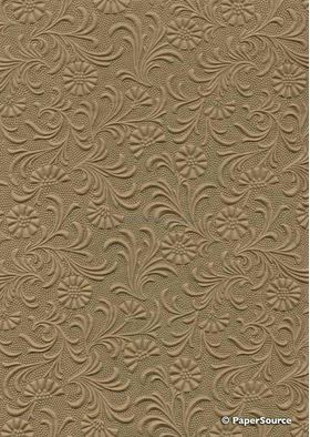 Embossed Sunflower Dark Beige Matte A4 handmade recycled paper