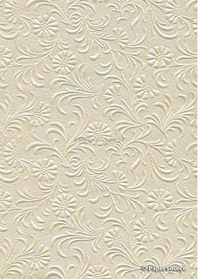 Embossed Sunflower Opal Ivory Cream Pearlescent A4 handmade recycled paper