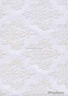 Suede | Tradition White Flocked design on White Cotton Matte Handmade, Recycled Paper | PaperSource