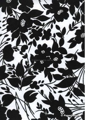 Suede Tropical | Black Flocked Floral design on White Matte Cotton Handmade, Recycled A4 Paper | PaperSource