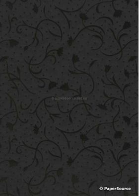 Suede | Tulip Black Flocked design on Black Cotton Matte Handmade, Recycled Paper | PaperSource