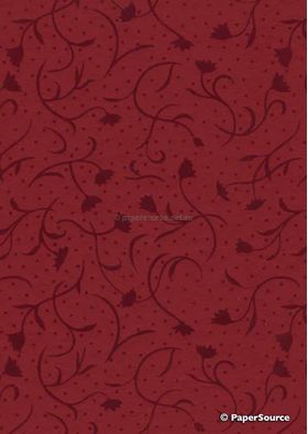 Suede Tulip | Deep Red Flocked Floral design on Deep Red Matte Cotton Handmade, Recycled A4 Paper | PaperSource