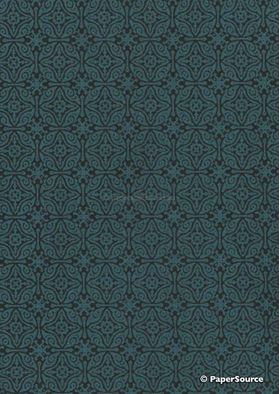 Suede Venetian Tile | Teal Flocked design on Black Matte Cotton handmade, recycled paper | PaperSource