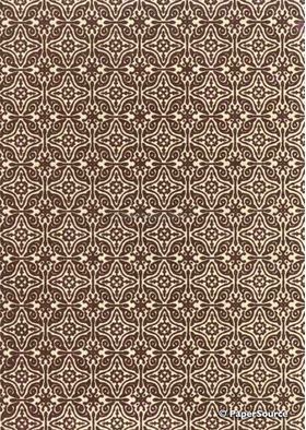Suede Venetian Tile | Chocolate Brown Flocked design on Ivory Matte Cotton handmade, recycled paper | PaperSource