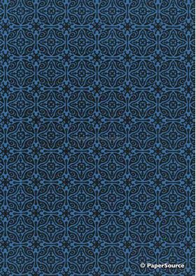 Suede Venetian Tile | Black Flocked design on Royal Blue Matte Cotton handmade, recycled paper | PaperSource