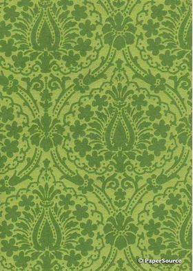 Suede | Vintage Daisy Green Flock on Leaf Green Cotton Handmade, Recycled A4 Paper | PaperSource