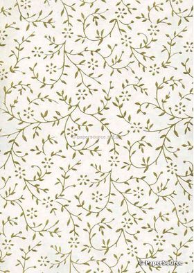 Flat Foil Wandering Vine White with Gold foil, handmade recycled paper | PaperSource