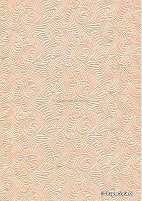 Embossed Wave Apricot Pearlescent A4 handmade, recycled paper