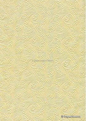 Embossed Wave Lemon Yellow Pearlescent A4 handmade, recycled paper