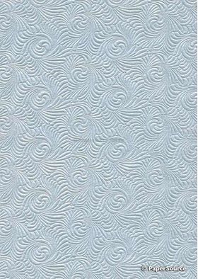 Embossed Wave Pastel Blue Pearlescent A4 handmade, recycled paper