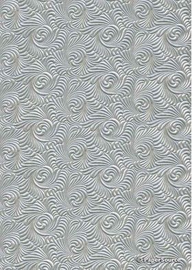 Embossed Wave Silver 1-sided Pearlescent A4 handmade, recycled paper