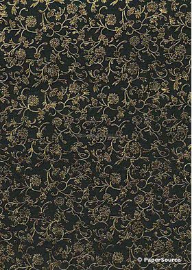 Flat Foil Aster Black Cotton with Gold foiled design, handmade recycled paper | PaperSource