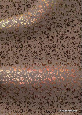 Flat Foil Aster Chocolate Brown Cotton with Gunmetal foiled design, handmade recycled paper | PaperSource