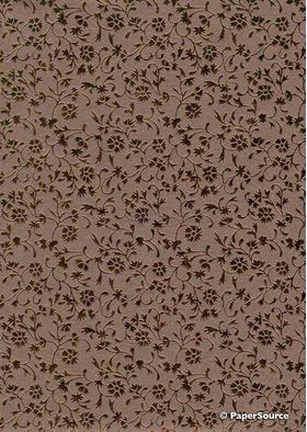 Flat Foil Aster Chocolate Brown Cotton with Gunmetal foiled design, handmade recycled paper | PaperSource