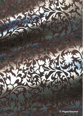 Foil Silver on Chocolate Brocade