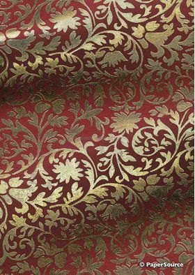 Foil Gold on Maroon Brocade