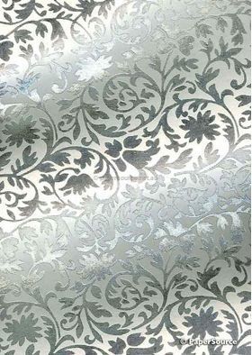 Foil Silver on White Brocade