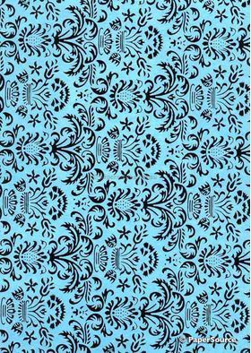 Flat Foil Crest | Black Foil on Pastel Blue Matte Cotton handmade recycled A4 paper | PaperSource