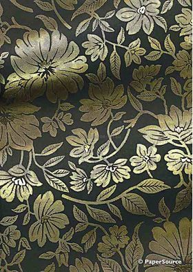 Flat Foil Magnolia | Black Cotton with Gold foiled floral design on handmade. recycled A4 paper-curled | PaperSource