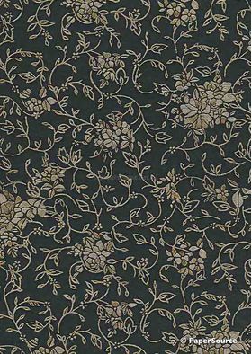 Flat Foil Meander | Black Cotton with Gold foiled floral design on handmade, recycled A4 paper | PaperSource