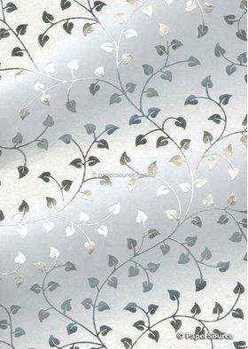 Flat Foil Ivy White Cotton with Silver foil, handmade recycled paper | PaperSource