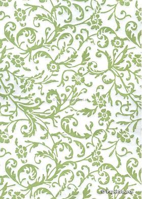 Embossed Letterpress Florentine Leaf Green Matte A4 handmade, recycled paper | PaperSource