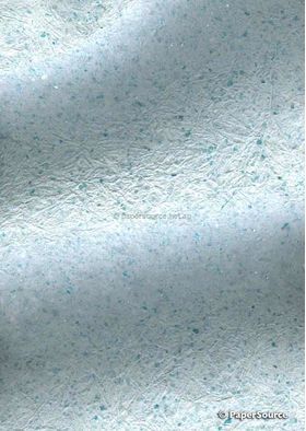 Mica Blue Mica Flakes on Off White Crush Matte A4 handmade recycled paper | PaperSource