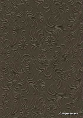 Embossed Sunflower Chocolate Brown Matte A4 handmade recycled paper