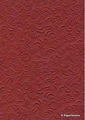 Embossed Sunflower Deep Red Matte A4 handmade, recycled paper | PaperSource