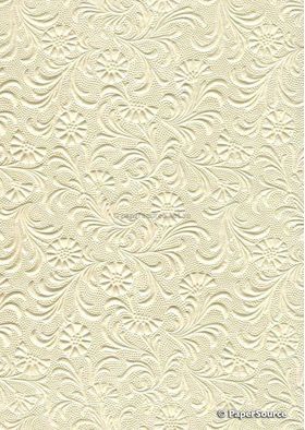 Embossed Sunflower Ivory Cream Matte A4 handmade recycled paper