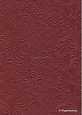 Embossed Sunflower Maroon Red Matte A4 handmade recycled paper