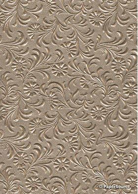 Embossed Sunflower Mink Beige Pearlescent A4 handmade recycled paper