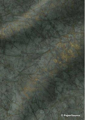 Batik Metallic - Dark Green with Gold 120gsm Handmade Recycled Paper | PaperSource