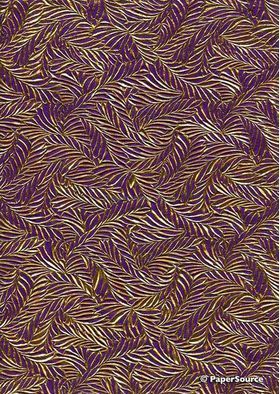 Embossed Foil Fern | Gold Foil on Purple Matte Cotton "A4" handmade recycled paper | PaperSource