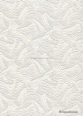 Embossed Fern White Matte A4 handmade, recycled paper | PaperSource