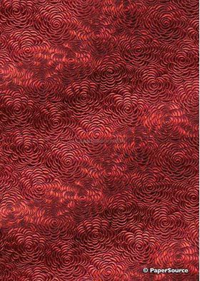 Embossed Foil Red Foil on Red Matte Cotton A4 handmade recycled paper curled | PaperSource