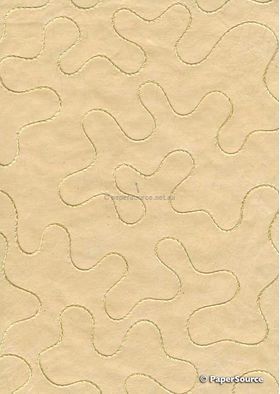 Embroidered Jigsaw Apricot stitching on Apricot Laser SIlk A4 Handmade, Recycled paper | PaperSource