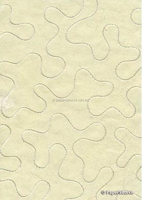 Embroidered Jigsaw Cream stitching on Ivory Laser SIlk A4 Handmade, Recycled paper | PaperSource