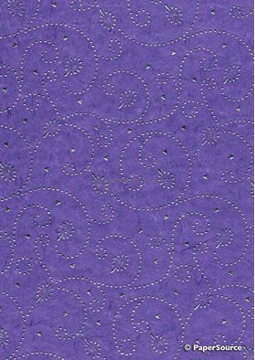 Precious Metals Tiny Heart | Lavender Purple with a Silver Foiled, raised pattern on Handmade, Recycled A4 paper | PaperSource