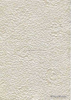 Embossed Bouquet Opal Ivory Pearlescent A4 1-sided handmade, recycled paper | PaperSource