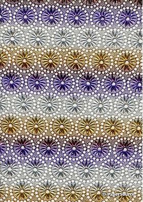 Embossed Foil Rainbow Purple, Gold and Silver on White Daisy Circles