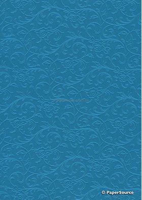 Embossed Espalier Peacock Blue Pearlescent A4 recycled paper | PaperSource