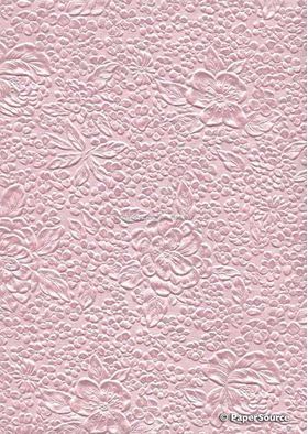 Embossed Bouquet Pastel Pink Pearlescent A4 1-sided handmade, recycled paper | PaperSource