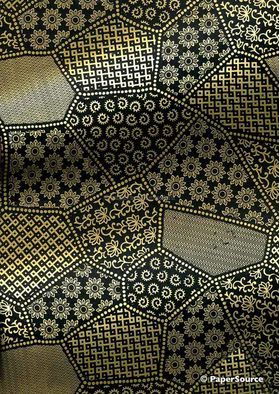 Flat Foil Patchwork | Black Cotton with Gold foiled design, handmade recycled paper | PaperSource
