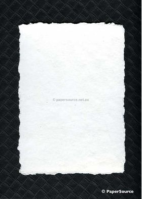 Deckled Handmade Khadi off-white natural A5 paper, 180gsm approx | PaperSource
